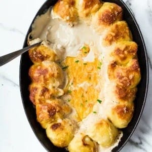 Guinness Beer Cheese Dip  in a skillet