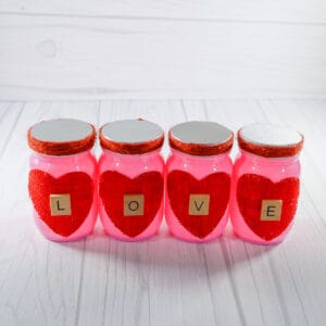 dollar tree Valentine's Day Mason Jar Love Table Decoration