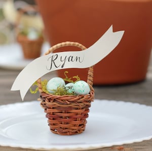 Mini Easter Basket filled with eggs Place Settings