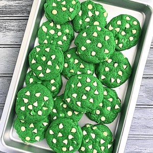 Green Cookies with White Chocolate Chips