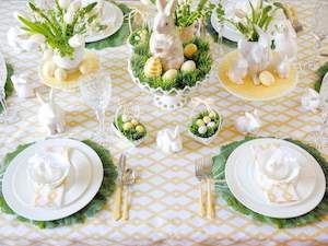 green and yellow Easter Table decorations