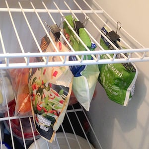 Binder Clip Organization for Frozen Vegetables