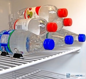 Binder Clip Hack to Stack Water Bottles