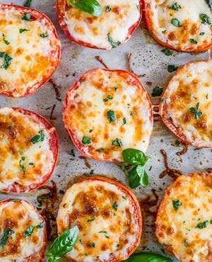 Baked Tomatoes with Mozzarella & Parmesan 