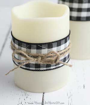 buffalo check DIY Candle