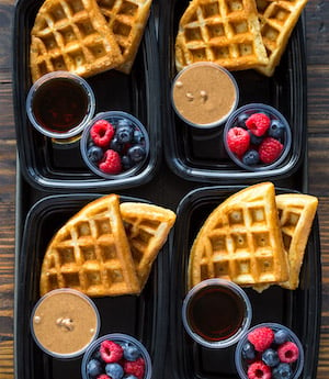 Protein Waffles with berrries breakfast meal prep