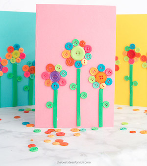 Flower Button Card mother’s day craft