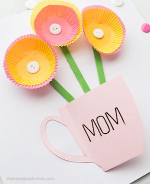 Cupcake Liner Flower Card craft for kids
