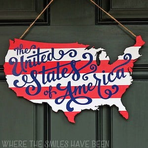 outdoor 4th of july USA Wooden Door Hanger