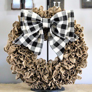 Buffalo Plaid Burlap Ribbon Ruffle Wreath