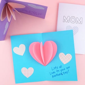 Pop Up Heart Kids Card for Mother's Day 