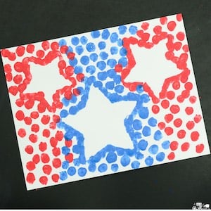 Patriotic Stars Thumbprint Craft for kids for 4th of July 