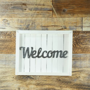 wood welcome sign