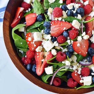 Spinach Berry Salad with Sweet Poppy Seed Dressing