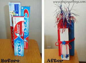 Toothpaste Box Fireworks 4th of july craft for kids