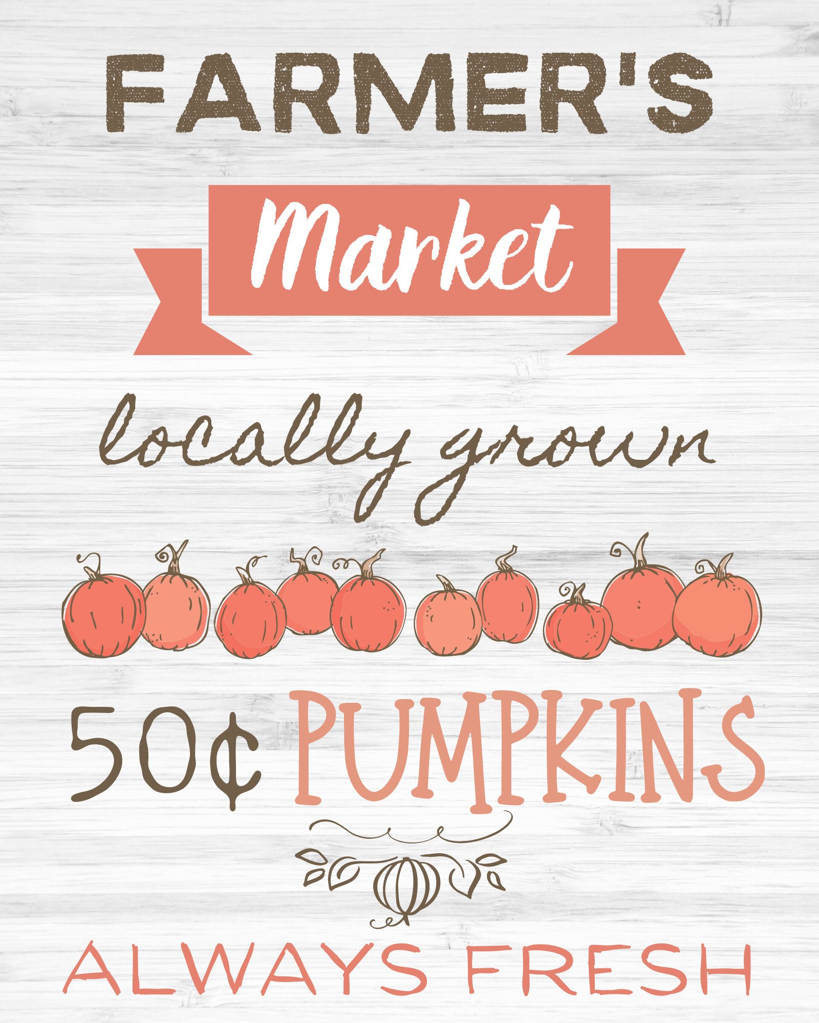 Farmer's Market Pumpkins Printable