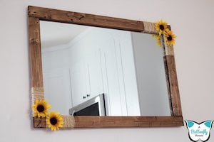 DIY Farmhouse Mirror with sunflower accents