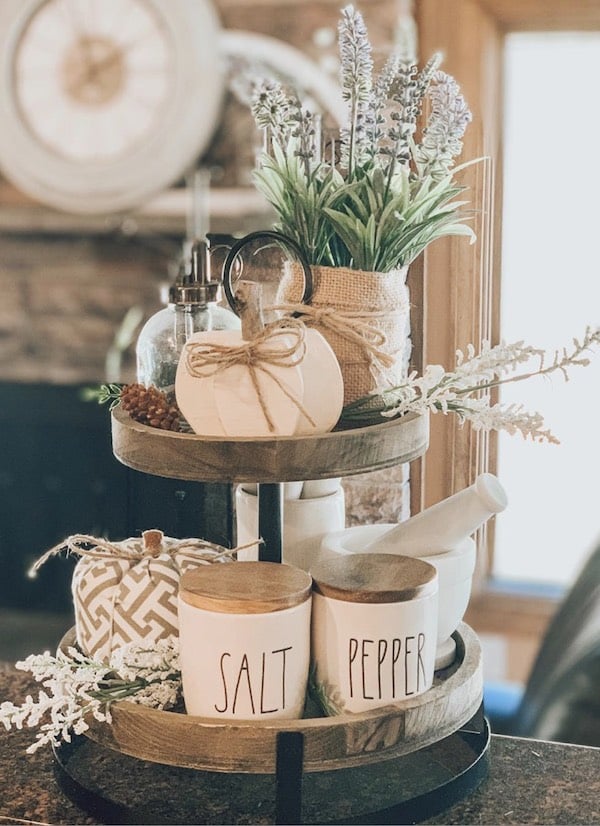 farmhouse fall tiered tray