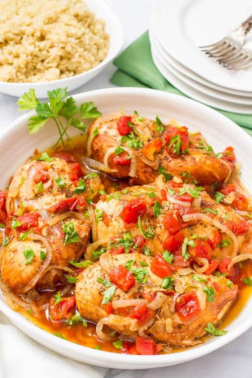 Balsamic Chicken with Tomatoes and Onions