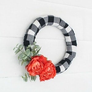 farmhouse buffalo plaid wreath for fall