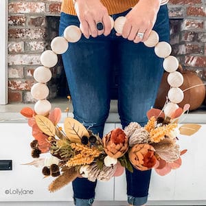 Fall Split Wood Bead Wreath