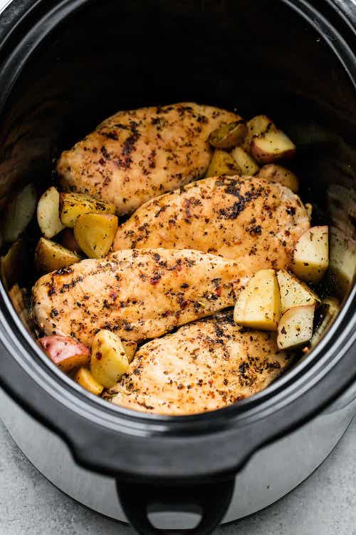 easy Herbed Chicken & Potatoes in the crockpot