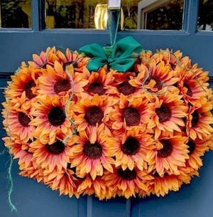 Pumpkin Wreath made from sunflowers
