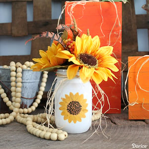 Sunflower Painted Mason Jar Decor