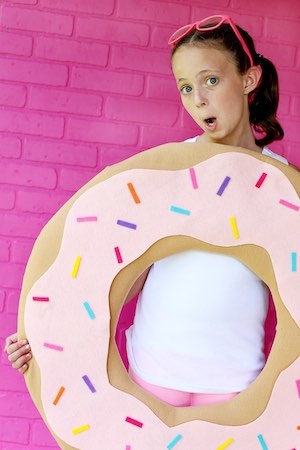 DIY No Sew Donut halloween costume for kids