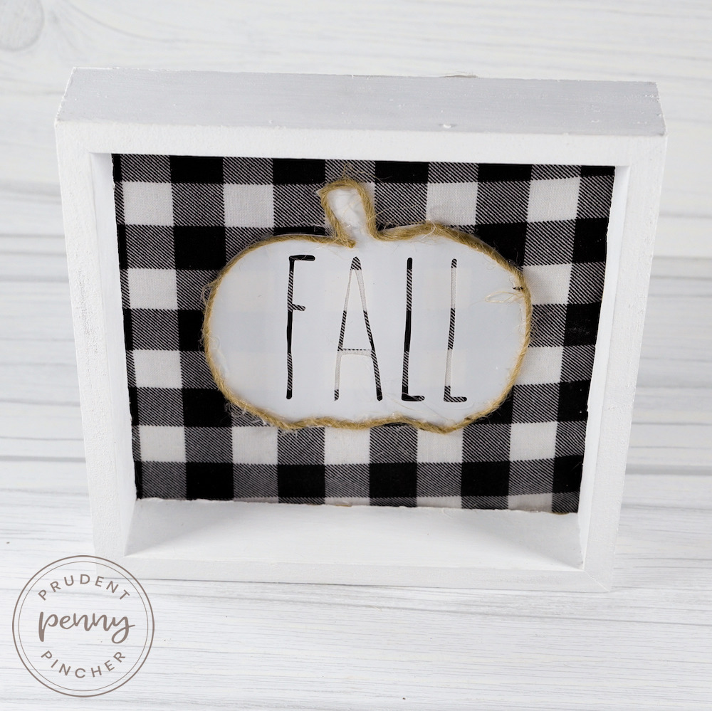 buffalo check fall pumpkin shadow box wall art