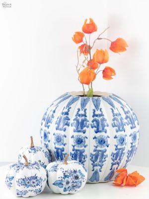 Blue and White Porcelain Pumpkins