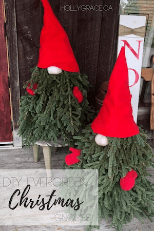evergreen christmas gnomes for the porch
