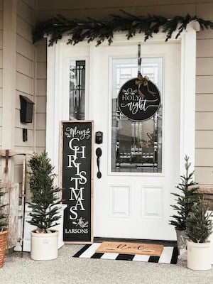 black and white porch decorations