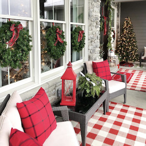 Red Buffalo Plaid Decor for the porch