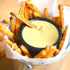 Baked Sweet Potato Fries with Maple Mustard Dipping Sauce