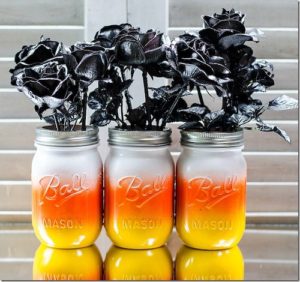 Candy Corn Mason Jar Halloween Table Centerpiece