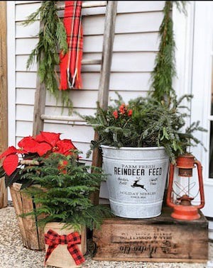 rustic christmas display for the porch