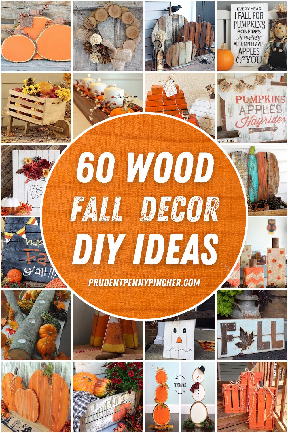 ideas de decoración de otoño de madera