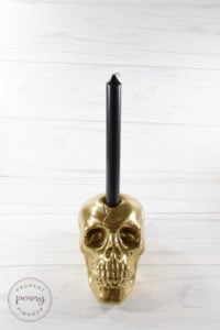 Dollar Tree Gold Skull Taper Candle Halloween Decoration