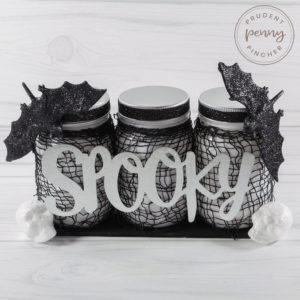 square image of mason jar halloween centerpiece