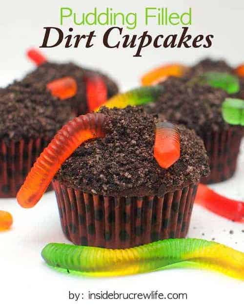 pudding filled dirt halloween cupcakes