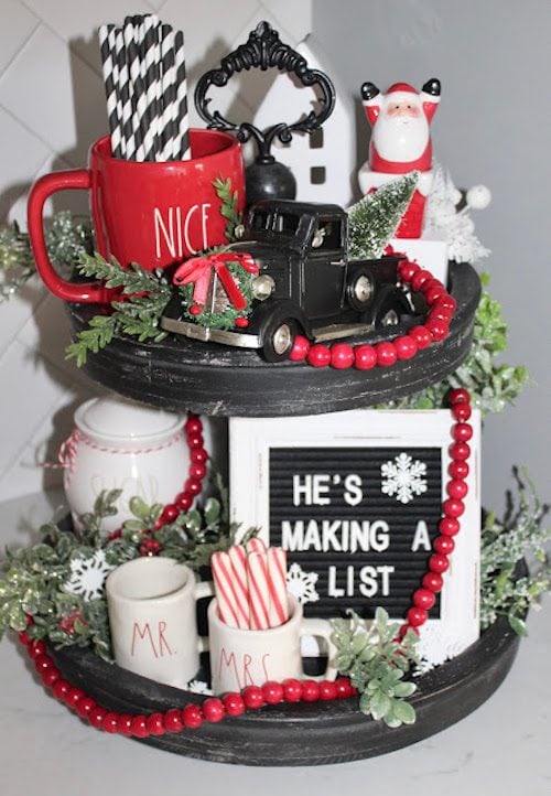 santa tiered tray