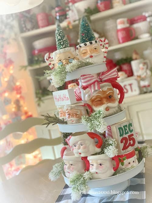 Vintage Santa Tiered Tray