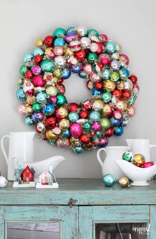 DIY Vintage Christmas Ornament Wreath