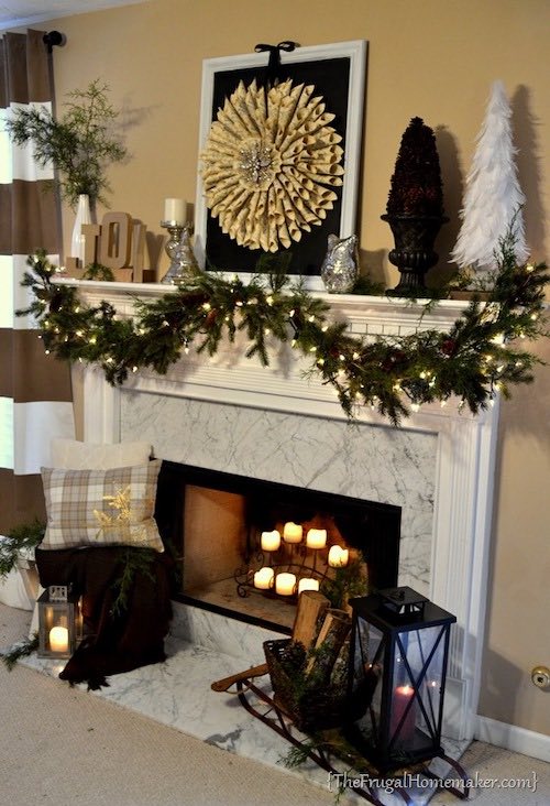 Neutral Vintage Christmas Mantel