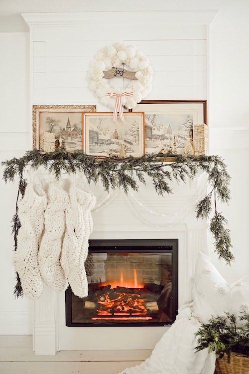 neutral Nostalgic Vintage Christmas Mantel