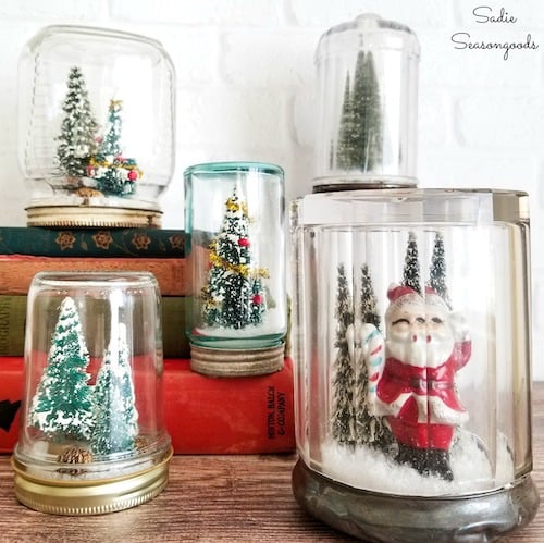 Vintage Mason Jar Snow Globes