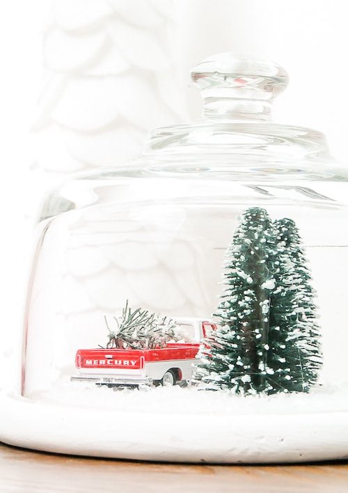 Glass Cloche DIY Christmas Snow Globe