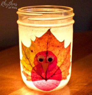 Thanksgiving Leaf Mason jar lanterns 