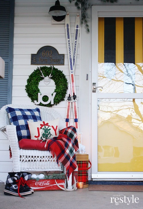 Vintage Christmas Cabin Porch Decorations